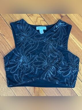 Black Sequin Cropped Tank